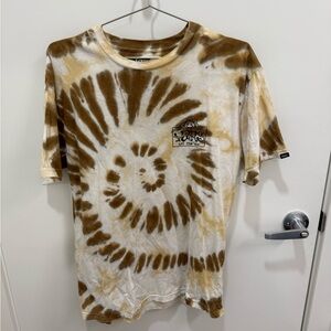 Vans Brown and Cream Tie-Dye Short Sleeve Tee, Size Medium